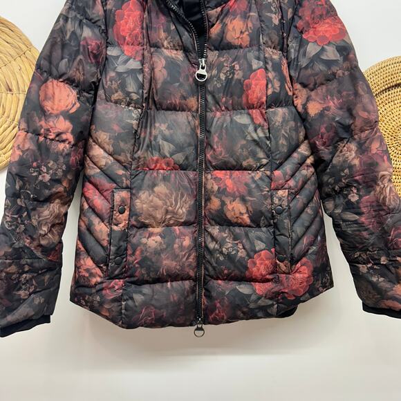 $229 Athleta Downtown Jacket Puffer Coat Large Flower Floral Winter Zip Up - Picture 5 of 8